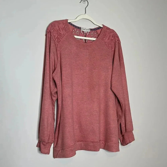 Women's Lace Detail Sweatshirt - Knox Rose Pink Size XXL - Picture 3 of 10